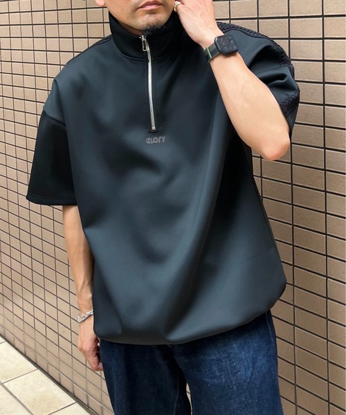 NO NEED ジャージ レースライン ハーフZIP半袖ジャージ メンズ