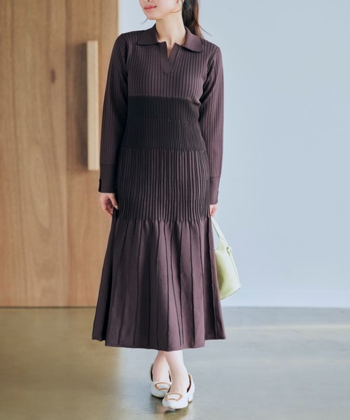 ワンピース kutaro ワンピース スキッパーカラーニットワンピース : ZOZOTOWN Yahoo