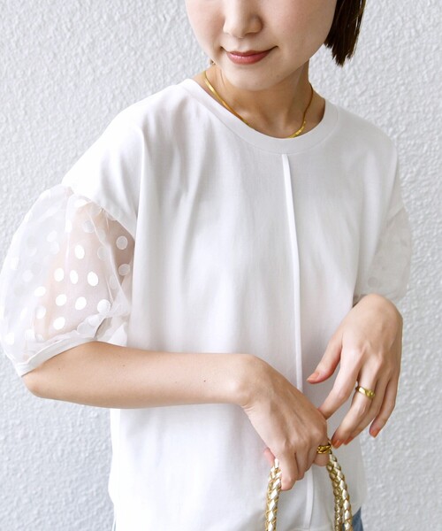 tシャツ Tシャツ TORRAZZO DONNA:「手洗い可能」ドット シアー 