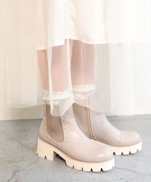 byあしながおじさん ブーツ 軽量｜スタッズサイドゴアブーツ