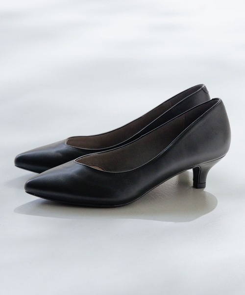 【極美品】INDIVI  パンプス  黒  22.5㎝ ブラック 【INDIVI】スウェード調パンプス ブラック／グレー 無地 通年