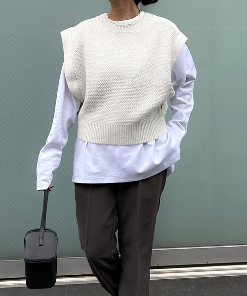 ベスト ジレ 前後2Wayカノコニットベスト レディース