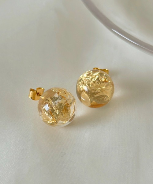 優れた品質 ピアス sowang 金箔風クリアピアス-glitter pierce clear アクセサリー