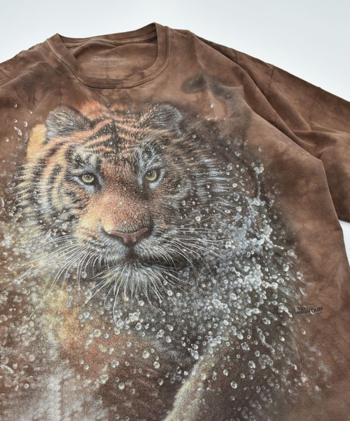 USA製　THE MOUNTAIN Tshirt 虎柄　タイダイ　Tシャツ　古着 THE MOUNTAIN tシャツ 「ヴィンテージ古着」THE 虎 タイダイT