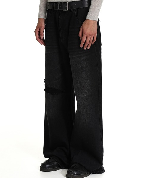 MASONPRINCE ブラック ブーツカットデニム MASONPRINCE ジーンズ ルーズフィット ハイウエスト ブーツカット