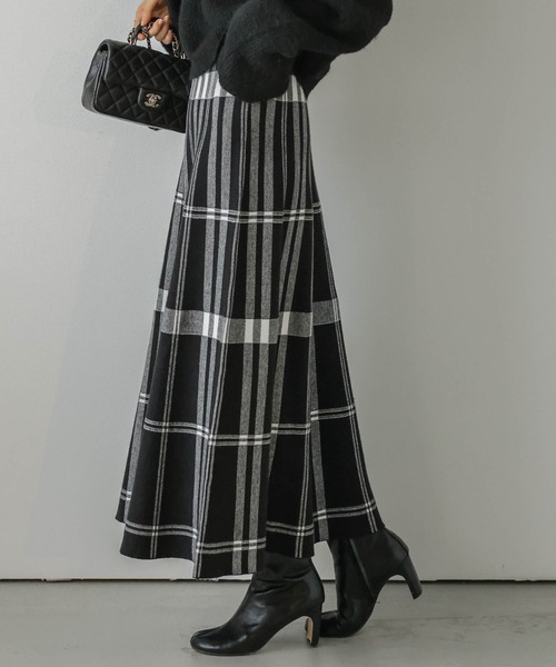 La-gemme（ラジェム） スカート ジャガードニット チェック柄スカート