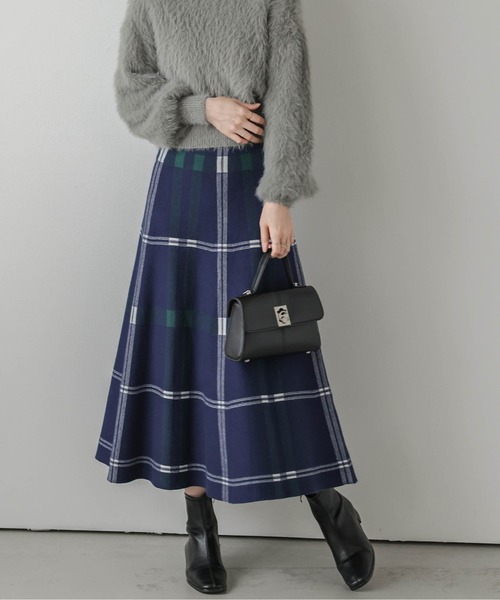 La-gemme（ラジェム） スカート ジャガードニット チェック柄スカート