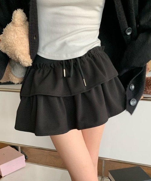 alice auaa黒ミニスカート フリル チュールティアードミニスカート | POETIQUE | axes femme