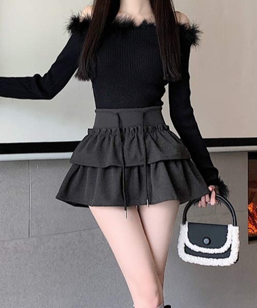 alice auaa フリル付き黒ミニスカート Achic スカート フリルティアードミニスカート : ZOZOTOWN Yahoo