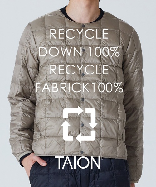 ダウンジャケット ダウン 「TAION(タイオン)」「ユニセックス」ベーシック クルーネックボタン インナーダウンジャケット-ECO メンズ レディー