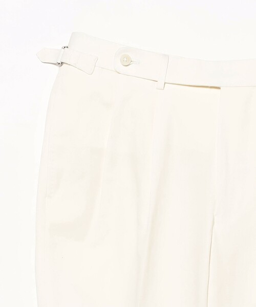 新品 BEAMS F コットンリネン サイドアジャスター スラックス BEAMS F（ビームスF）コットンリネン 2プリーツ サイド