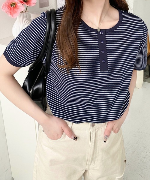 テンダーロイン　ボーダーヘンリーネック 2枚セット HENLEY NECK MULTI BORDER TEE / ヘンリーネックマルチボーダーT（T