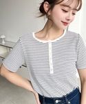ヘンリーネック tシャツ 半袖 ヘンリーネック...の詳細画像4