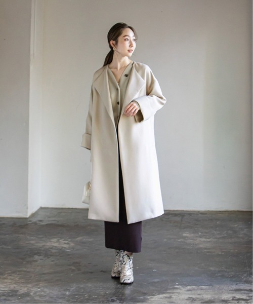 NOBLE 「NOBLE」 ノーカラーコート 36 ベージュ レディース : ZOZOTOWN  