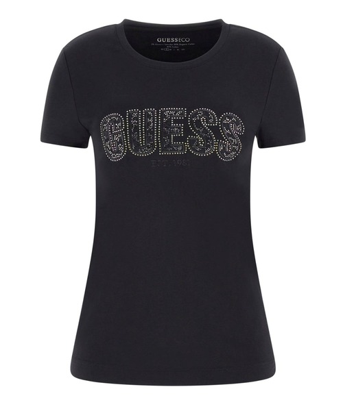 GUESS 売れ筋商品|||ゲス Tシャツ トップス レディース T-shirts Black GUESS tシャツ CN Ss Logo Lace Tee 半袖Tシャツ レディース