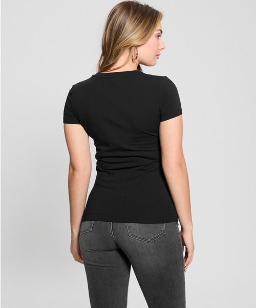 GUESS 売れ筋商品|||ゲス Tシャツ トップス レディース T-shirts Black GUESS tシャツ CN Ss Logo Lace Tee 半袖Tシャツ レディース