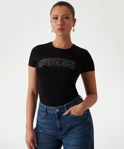 GUESS tシャツ CN Ss Logo Lace Tee 半袖Tシャツ レディース