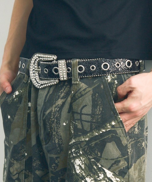 【値下げ】ベルト ギラギラ キラキラ ラメ スタッズ ストーン ロック パンク Shoowtime（ショウタイム） ベルト studded rhinestone glitter belt