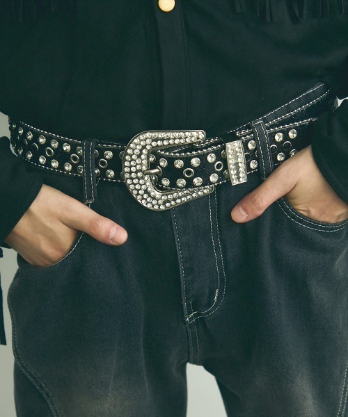 Shoowtime（ショウタイム） ベルト studded rhinestone glitter belt