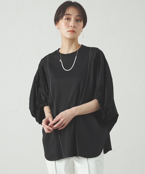 tシャツ 「接触冷感/抗菌防臭/白化軽減」アームギャザーカットソー レディース CAST: tシャツ 「接触冷感/抗菌防臭/白化軽減」アームギャザー