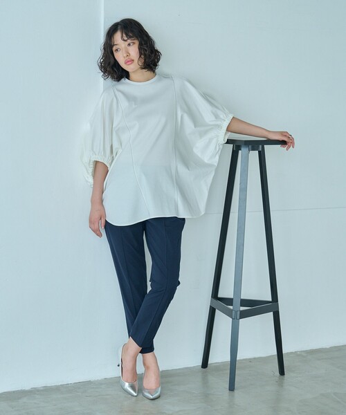 tシャツ 「接触冷感/抗菌防臭/白化軽減」アームギャザーカットソー レディース CAST: tシャツ 「接触冷感/抗菌防臭/白化軽減」アームギャザー