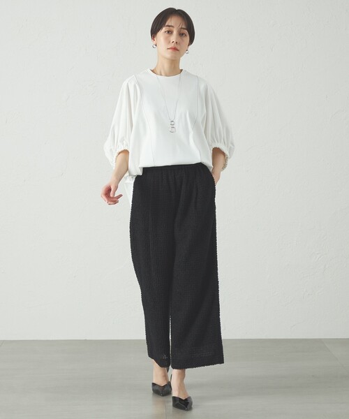 tシャツ 「接触冷感/抗菌防臭/白化軽減」アームギャザーカットソー レディース CAST: tシャツ 「接触冷感/抗菌防臭/白化軽減」アームギャザー