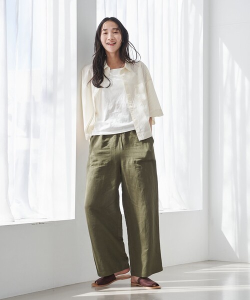 coen（コーエン） パンツ 接触冷感リネンレーヨンワイドパンツ（WEB