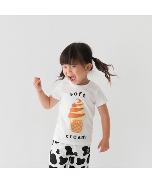 ソイングク ハートクリーム Tシャツ CHEEK ROOM（チークルーム） tシャツ ソフトクリームTシャツ キッズ