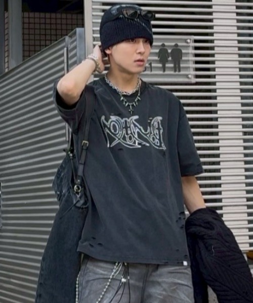 NOMANUAL tシャツ 「NOMANUAL」ECDYSIS DAMAGED T-SHIRT メンズ