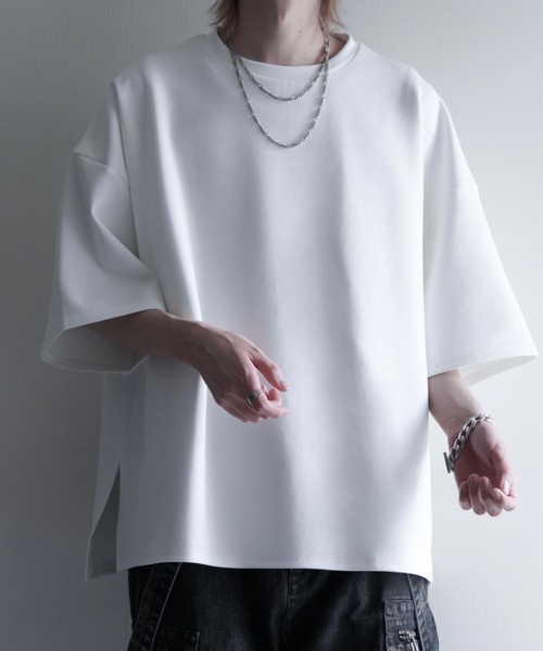 韓国トレンド Tシャツ カットソー 5分袖 ドレープ プルオーバー LARUTA】シアーベロア5分袖ドレーププルオーバー（Tシャツ