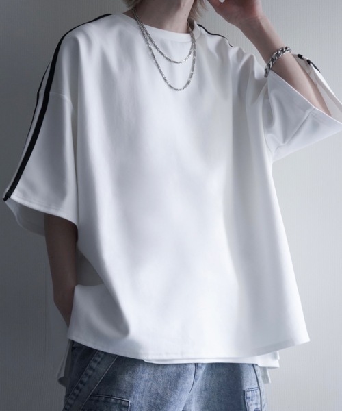 LILL tシャツ サイドスリットコットンポンチビッグシルエット