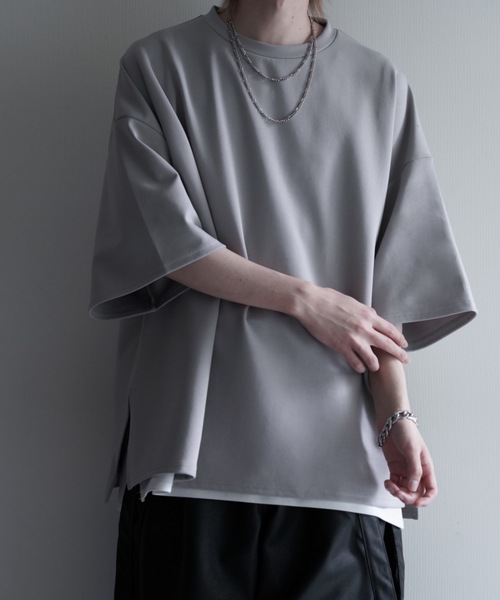 LILL tシャツ サイドスリットコットンポンチビッグシルエット
