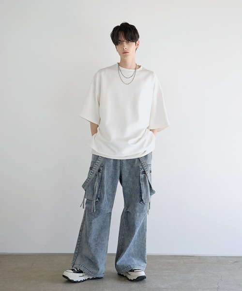 LILL tシャツ サイドスリットコットンポンチビッグシルエット