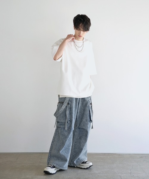 LILL tシャツ サイドスリットコットンポンチビッグシルエット