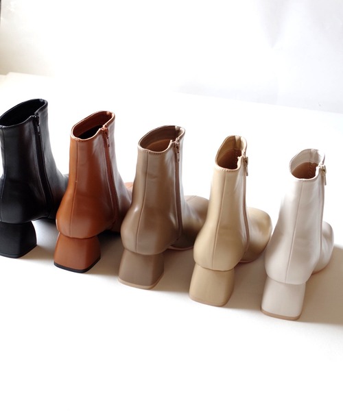 「AmiAmi」 「LELIEN PLUS」ショートブーツ LL グレイッシュベージュ レディース_画像4