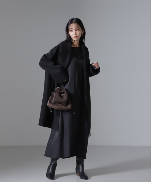 【未使用級】 ナノユニバース ESSENZANO チェスターコート グレー XL 未使用】ナノ・ユニバース ESSENZANO グレー ストライプ柄 メルトン