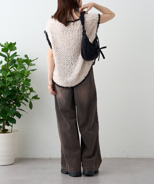w closet ニット セーター リボンヤーンニットベスト レディース