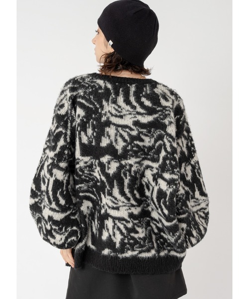 「Adoon plain」 長袖ニット FREE ブラック×ブルー レディース_画像3