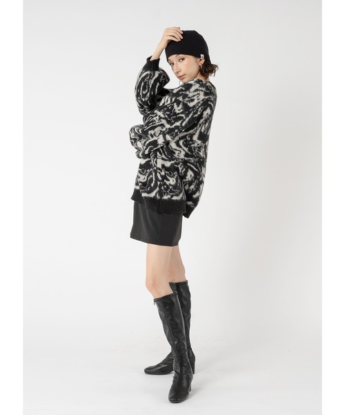 「Adoon plain」 長袖ニット FREE ブラック×ブルー レディース_画像5