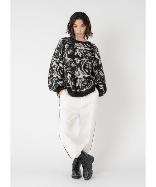 「Adoon plain」 長袖ニット FREE ブラック×ブルー レディース_画像9