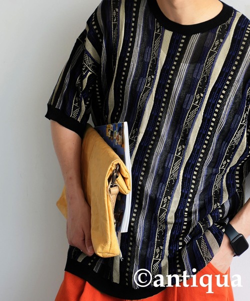本日限定価格　coogi 半袖ニット シアーニット COOGI風 半袖トップス メンズ 送料無料・再販
