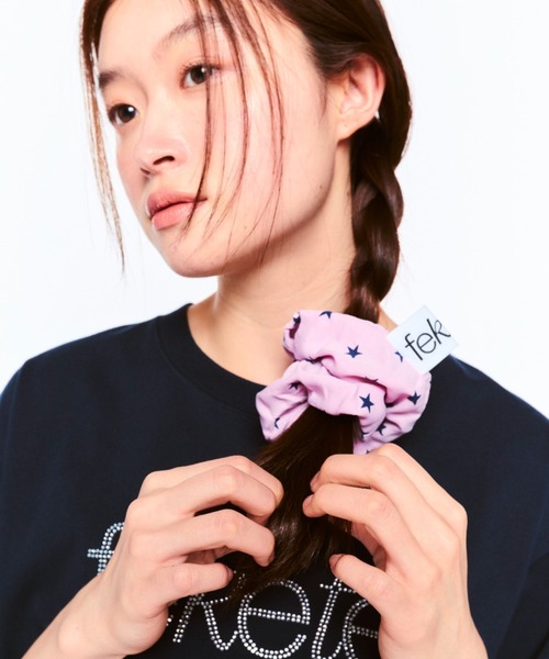 ☆韓国の人気☆【YEGG】☆Stirpe Scrunchie.s☆ FEKETE シュシュ STAR SCRUNCHIE / スタードットシュシュ