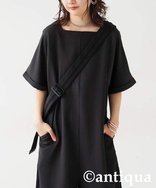 ボートネック オールインワン バイカラーワイドパンツ 4062110 Boat neck all in one ボートネックオールインワン（つなぎ