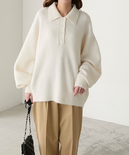 BONLECILL（ボンルシール） ニット セーター もちもちパールボタン