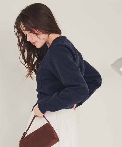 titivate カーディガン ケーブルデザインニットカーディガン