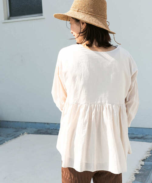 「URBAN RESEARCH DOORS」 半袖ブラウス MEDIUM ブラウン系その他 レディース URBAN RESEARCH DOORS tシャツ フレア切替えブラウス レディース