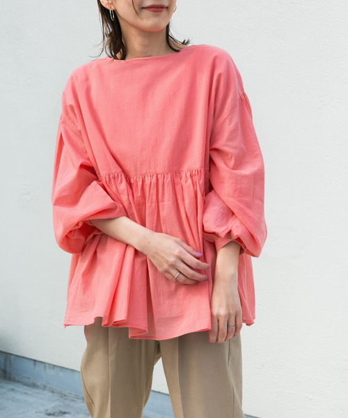 「URBAN RESEARCH DOORS」 長袖ブラウス MEDIUM ブラウン レディース URBAN RESEARCH DOORS ブラウス シャツ リネン2WAYブラウス