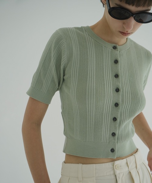 カーディガン W FACE RIB KNIT CARDIGAN レディースの画像