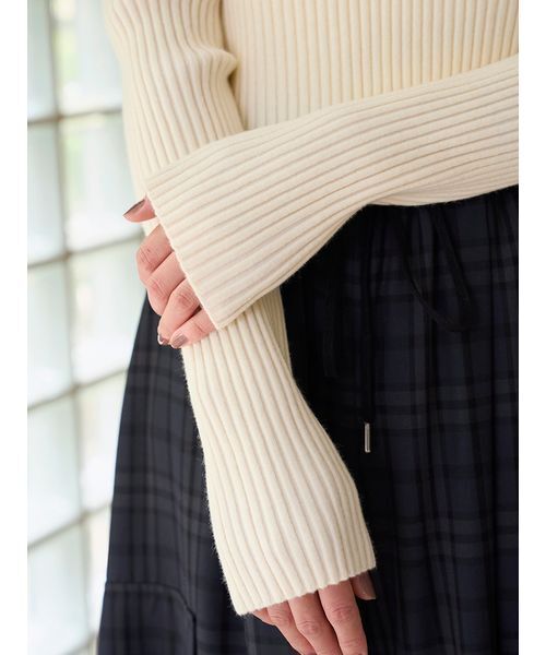 SNIDEL ニット セーター ショルダーリボンオフショルニットプル