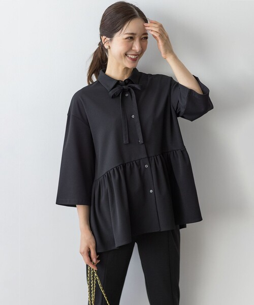 組曲（KUMIKYOKU） ブラウス シャツ ジョーゼットジャージーボウタイ